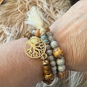 Tree of Life Touch of Blue Beaded Bracelet Trio